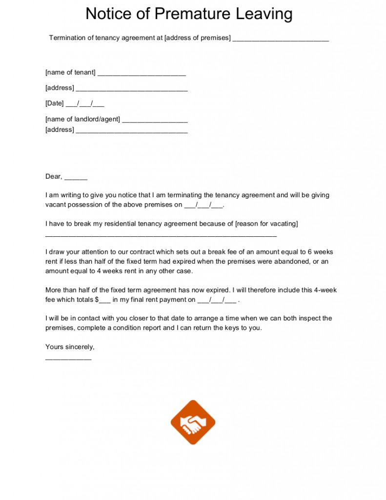 notice of premature leaving letter template
