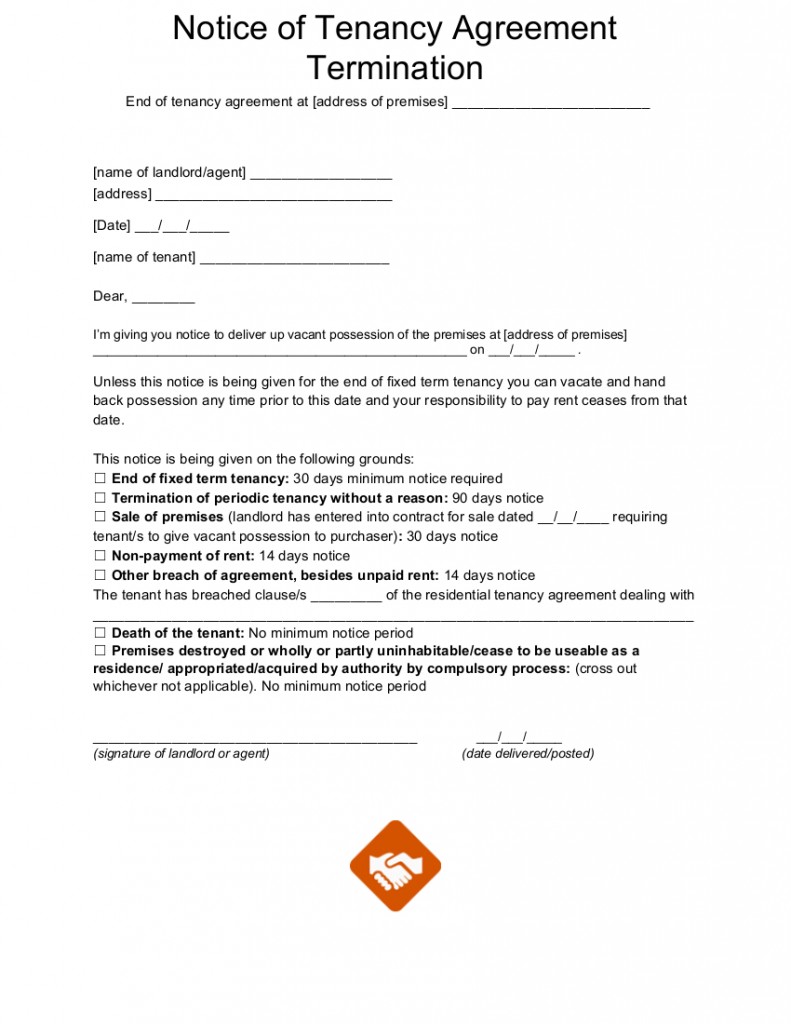 Rental Termination Notice Letter from www.moveoutmates.com.au